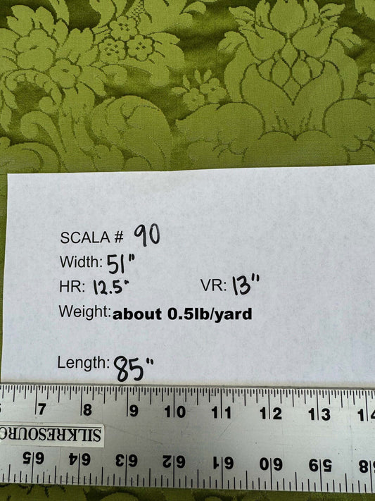 2.4y Scalamandre Tassinari & Chatel Light Green Silk Damask Botanical Floral French Court Renaissance