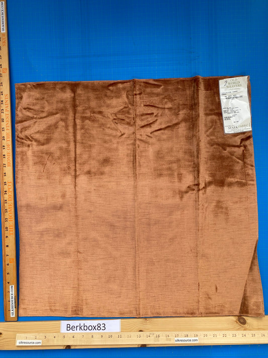 18 Berkbox83 Square Velvet by Old World Weavers Taos Silicon Finis Amber Copper Brown Solid Texture MSRP USD210/y