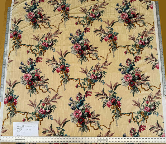 by yard Scalamandre Floral Botanical Foliage French Court Classic Red White Blue Purple on Beige