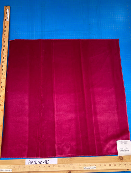 32 Berkbox83 Square Velvet by Christian Fischbacher Visconte II Begonia Pink Solid 26"L x 26"W MSRP USD 300+/y