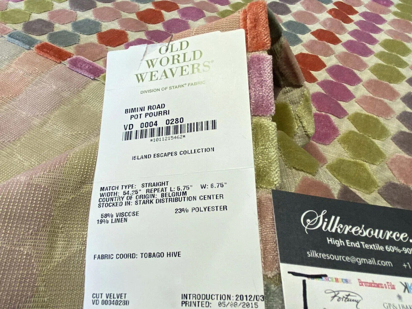 3 Boxt Scalamandre Bimini Road Pot Pourri Cut Velvet Art Deco Geometric 1.25y MSRP USD306/y