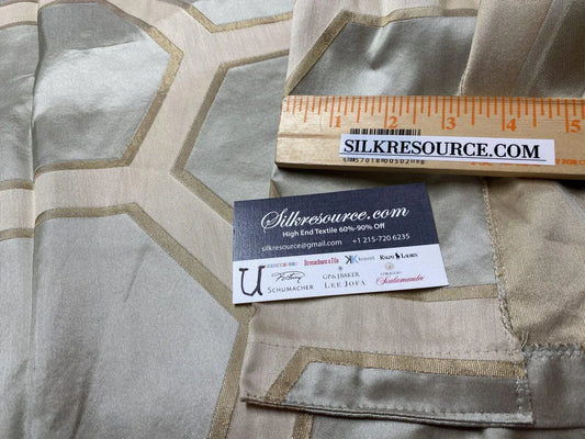 13 Boxu Scalamandre 2.4y Hexagon Woven Damask Aqua Blue Silver