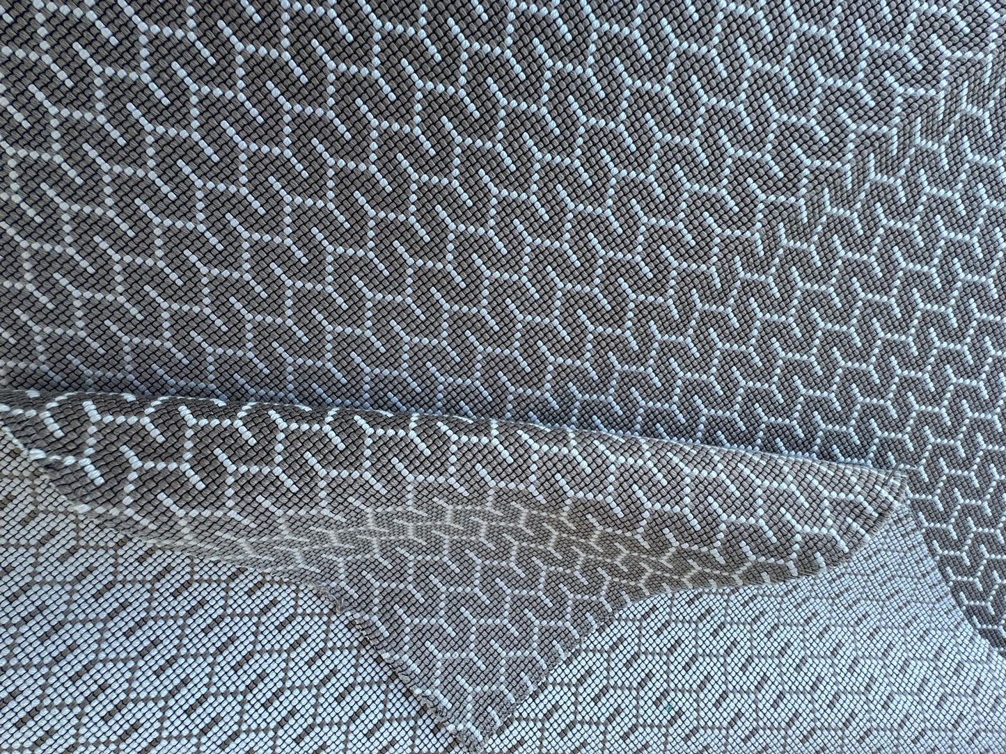 3 EV56 Square 25" x 25" Jacquard by Lelievre Strada Reversible Naturel Gray White Small Jacquard Small Scale Chevron Geometric MSRP USD 602/y