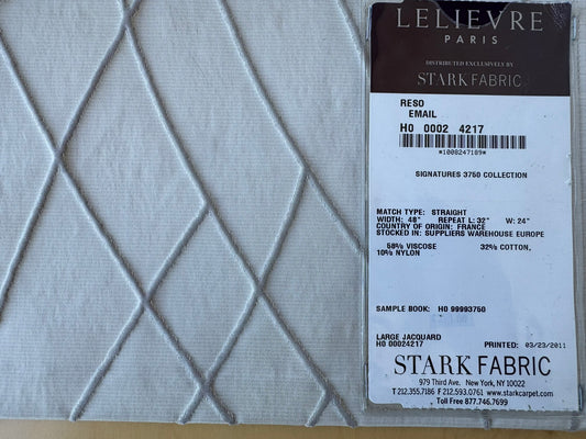 5 EV56 Square 24" x 25" Scalamandre Lelievre Paris Reso Email Cream White Large Jacquard Geometric