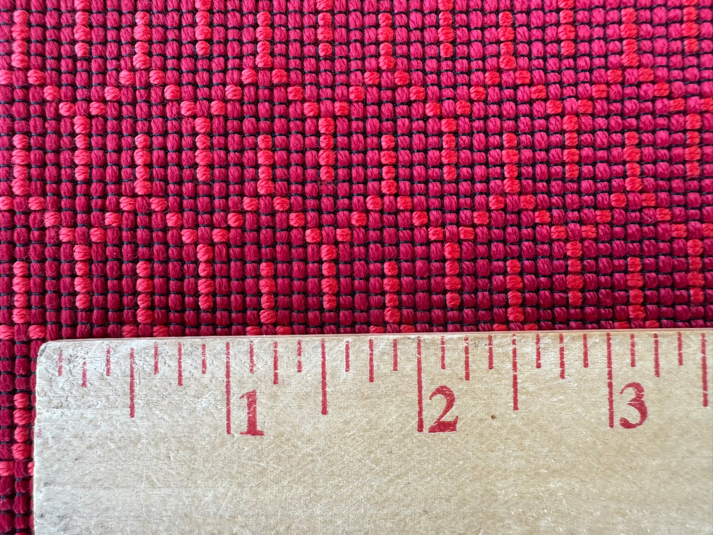 7 EV56 Square 25" x 25" Jacquard by Lelievre Strada Reversible Coquelicot Red Small Jacquard Small Scale Chevron Geometric MSRP USD 602/y