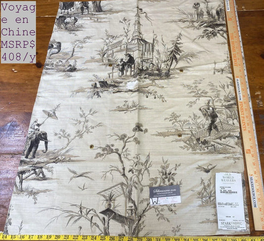 6 Boxw Scalamandre Square Showroom Sample 1 Yard Voyage En Chine Black