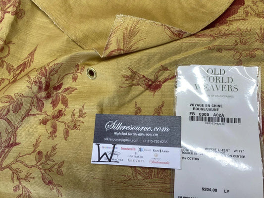 8 Boxw Scalamandre Square Showroom Sample Full Yard Voyage En Chine Rouge/jaune MSRP USD 388/y