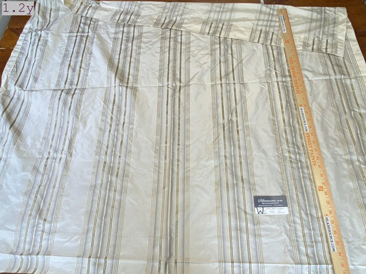 9 Boxw Scalamandre Square Showroom Sample 1.2 Yard 100% Silk taffeta pale Blue gold cream Light Stripes