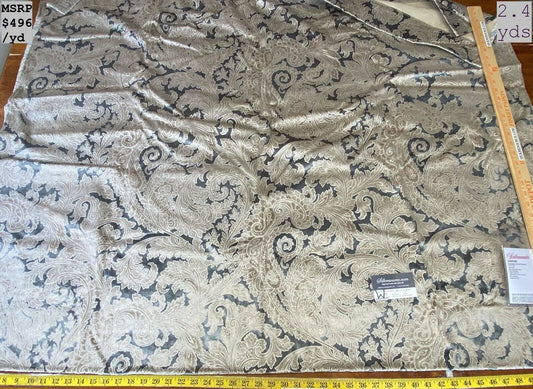 11 Boxw 2.4y Scalamandre Square Showroom Sample Full Yard Palermo Velvet Beryl Blue Paisley Printed Velvet