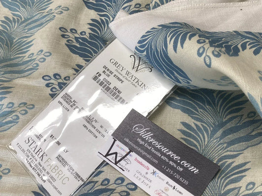 16 Boxw Scalamandre Square Showroom Sample 1.25 Yard Denise Stripe Blue and White MSRP USD236/Yard