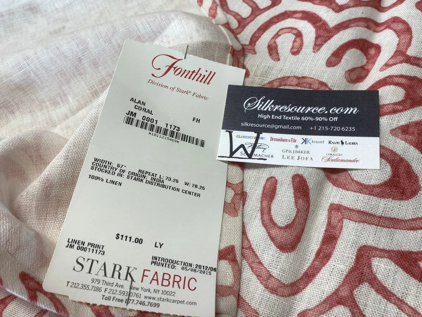 22 Boxw Scalamandre Square Showroom Sample Full Yard Alan Coral