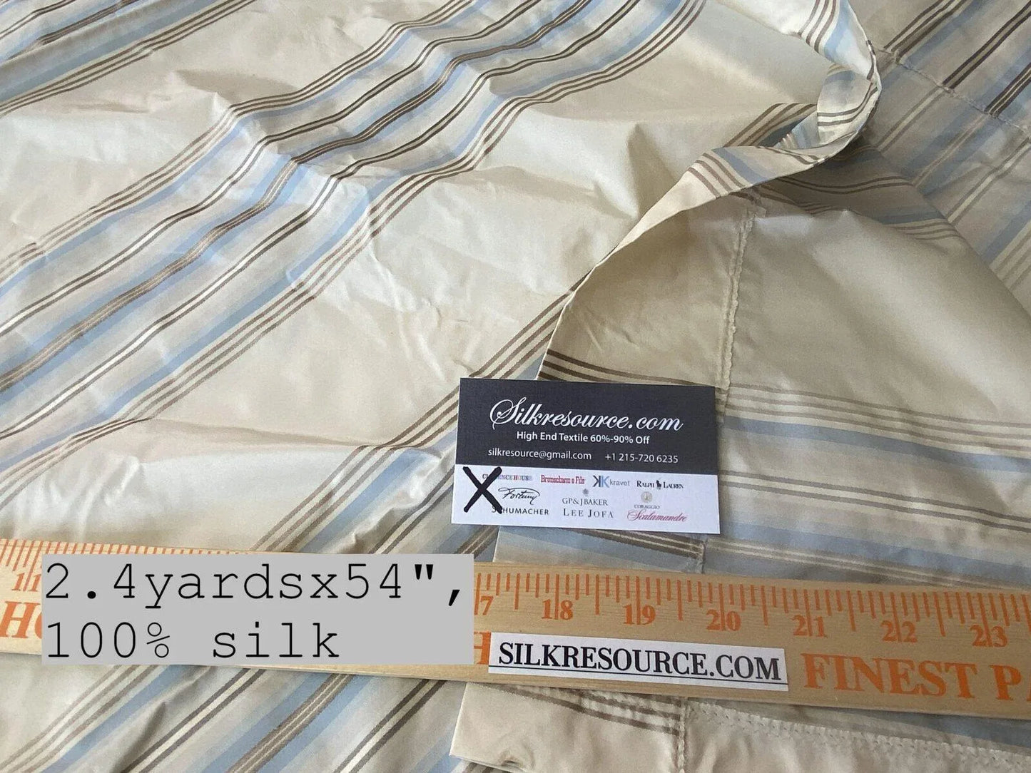 3 Boxx Scalamandre 2.4 Yards Blue Candy Stripe