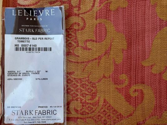49 EV56 Square 24" x 25" Lelievre Paris Grambois Tomete Pink Brown Gold Damask Renaissance Gray Historic MSRP USD712/y