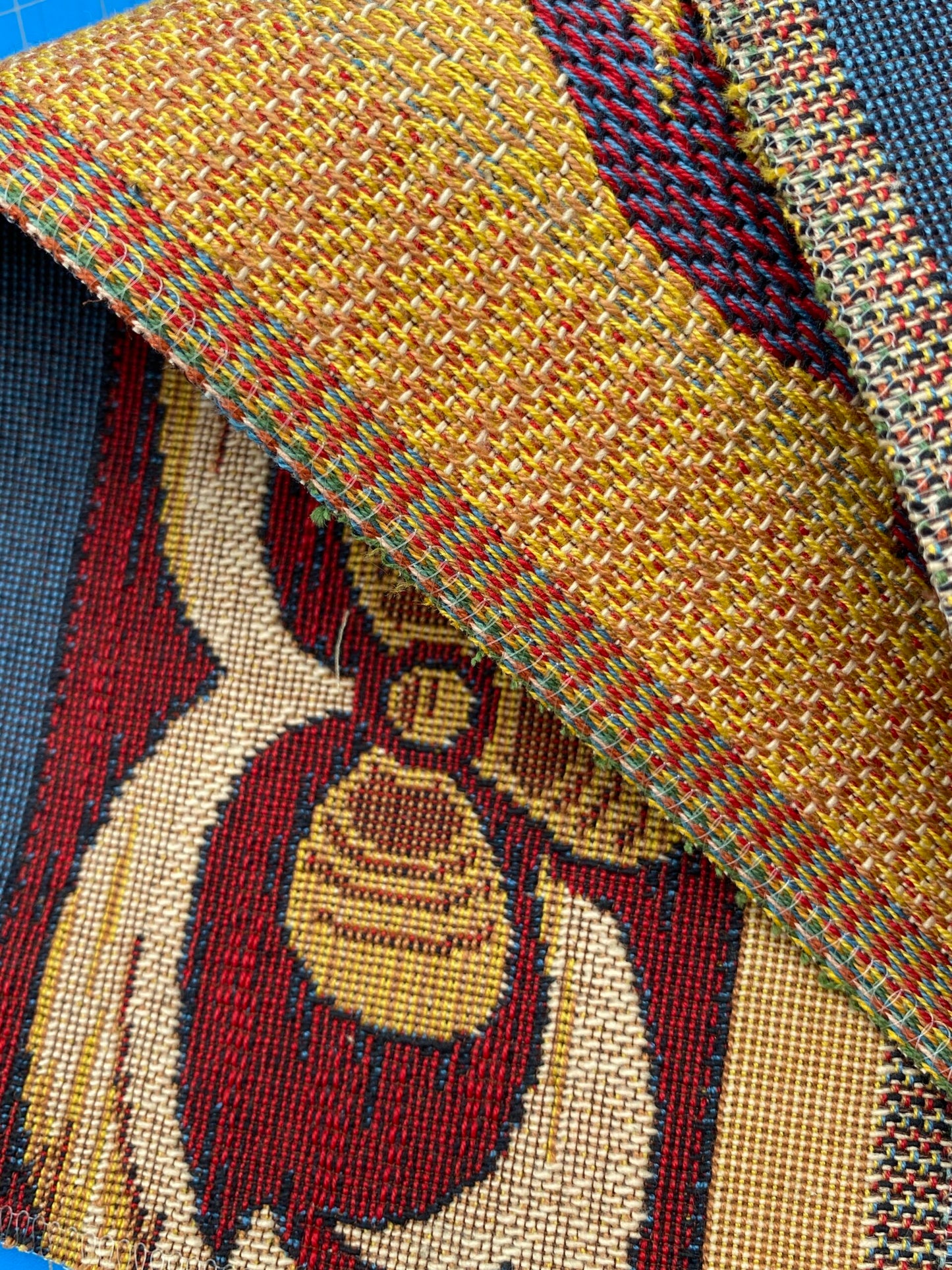24 Berkbox86 Square Jacquard by Old World Weavers Bordure Medieval 26"L x 6"W Gold Blue Red Cotton MSRP 1000+/y
