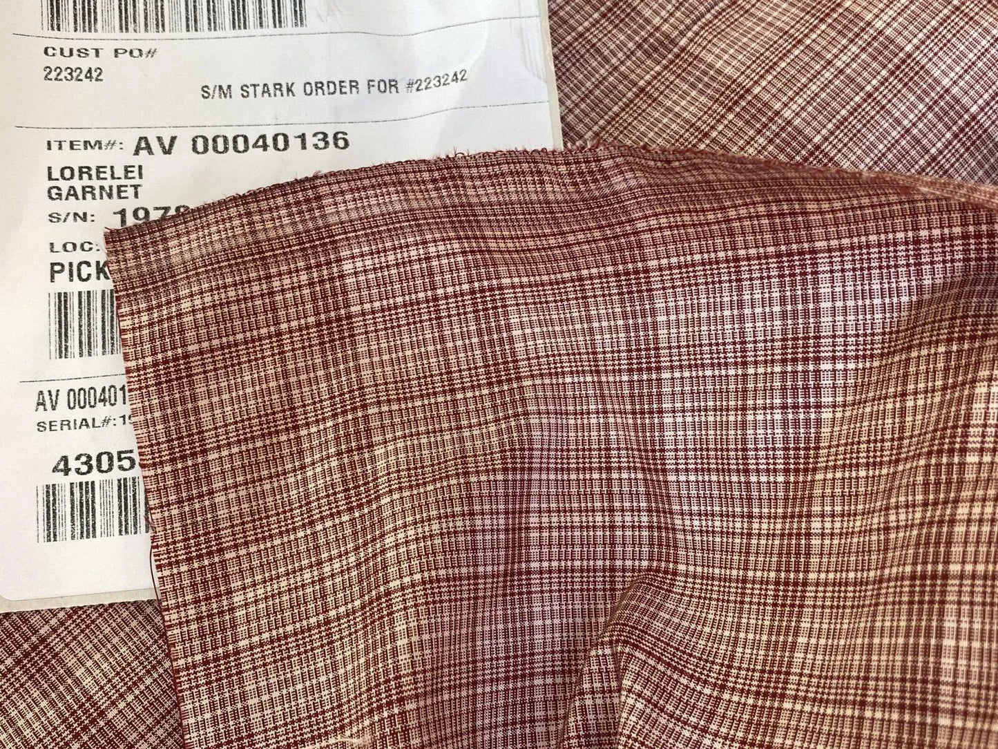 Scalamandre " Lorelei Garnet Silk Taffeta Fine Plaid Red MSRP USD 112/yard Small Scale"