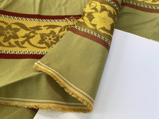 By Yd Scalamandre Sabina Stripe Apple Green Jacquards Silk Blend MSRP USD 192/Y