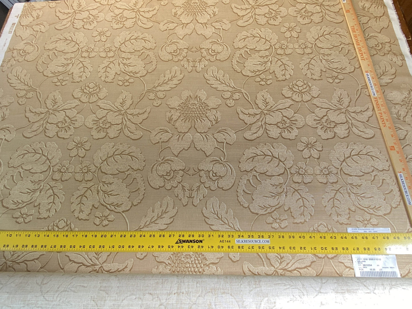 by yard Scalamandre Locarno Sand Beige Cotton Linen Print Neutral Flora MSRP USD 132/Y