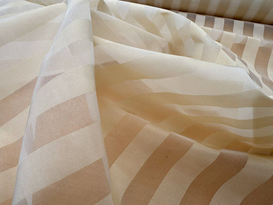 Scalamandre Ballet Silk Stripe Cream and White 100% Silk Sheer Stripe - by the yard