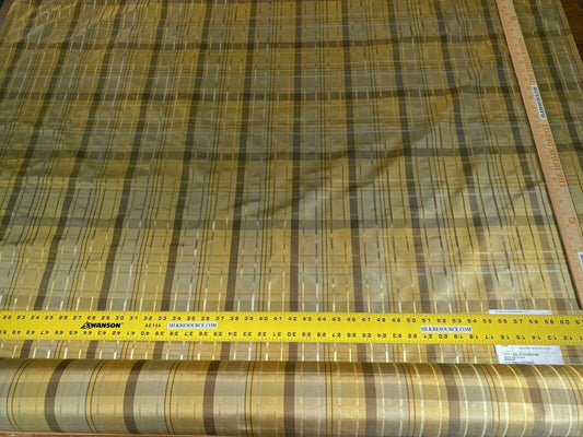 Scalamandre Old World Weavers Gustave Plaid Bronze Silk Plaid Taffeta Shimmering MSRP USD 240/Yd