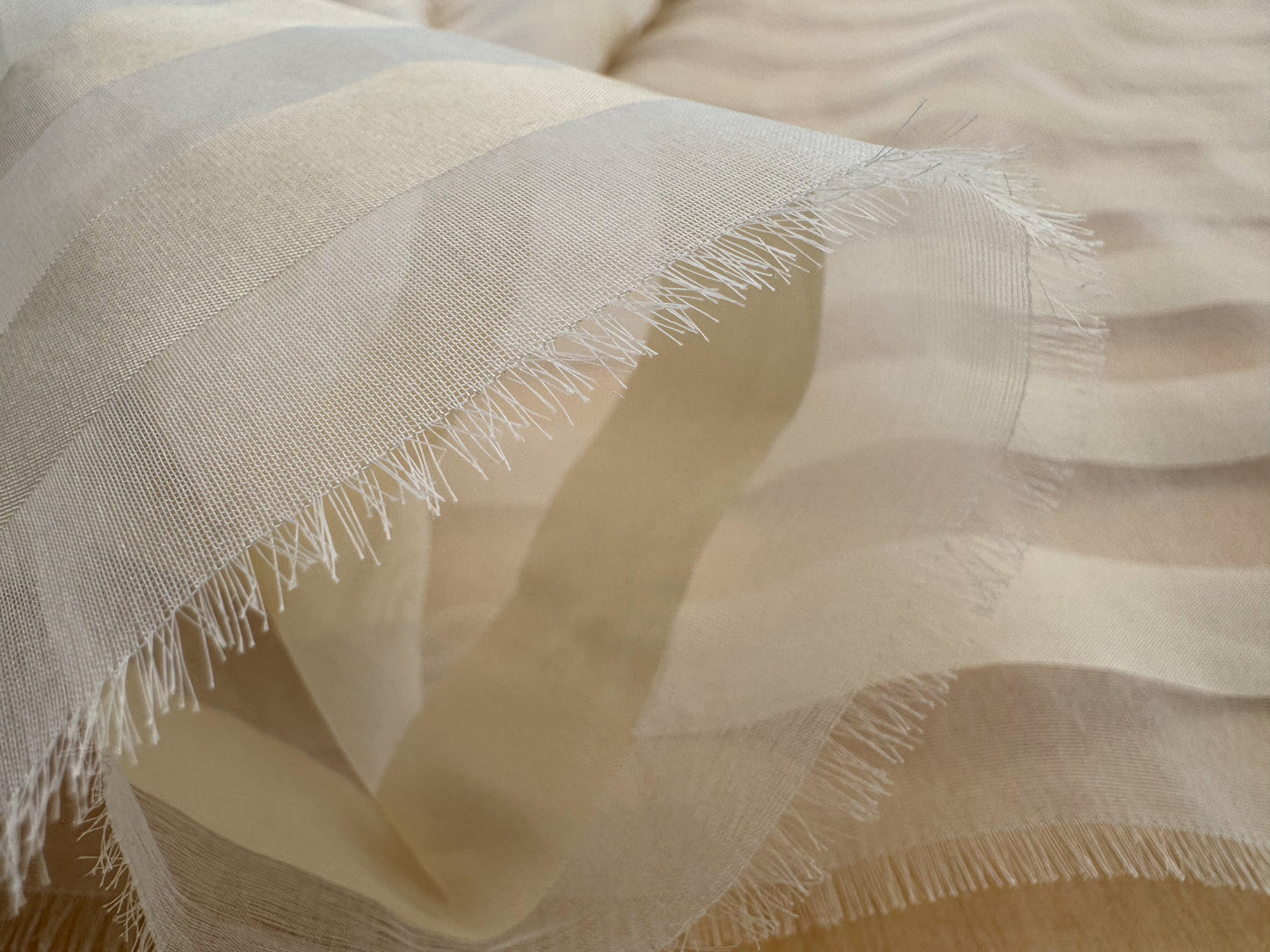 Scalamandre Ballet Silk Stripe Cream and White 100% Silk Sheer Stripe - by the yard
