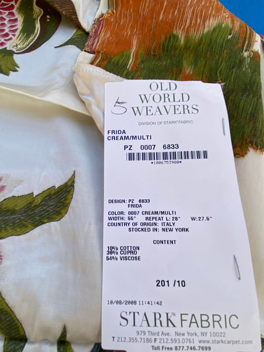 6 Berkbox87 Square Woven Lampas by Scalamandre Old World Weavers Frida Cream/Multi Woven Foliage Yellow MSRP 546/y