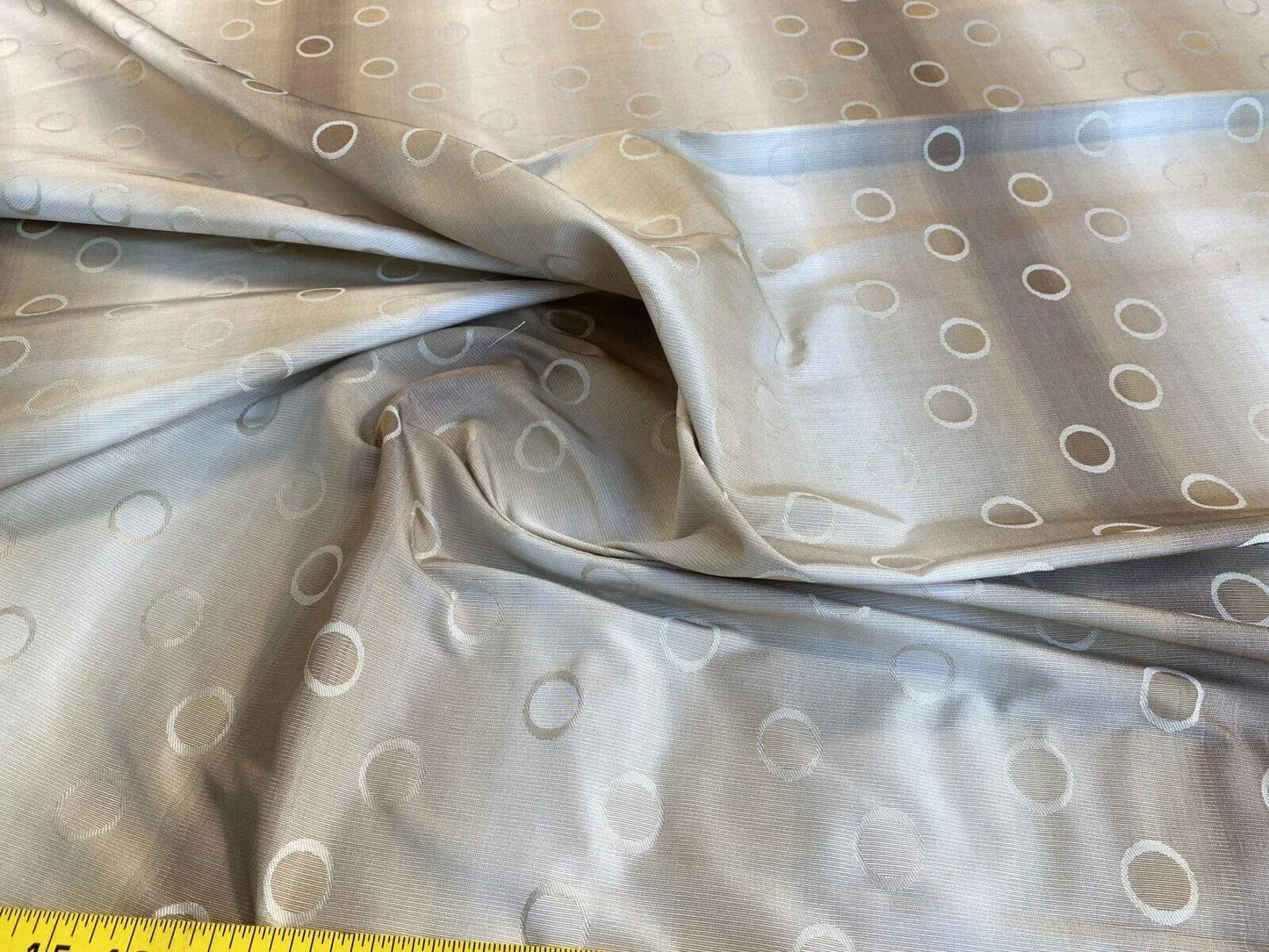 Scalamandre Avinger Reversible Tan/oyster Silk Cotton Moire Silver Grey Beige White Abstract Circle MSRP USD 200+/Y