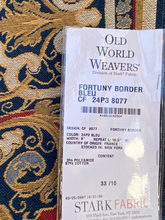 10 Berkbox87 Square Jacquard by Old World Weavers Fortuny Border Bleu Polyamide Cotton Damask Blue MSRP USD300+/y