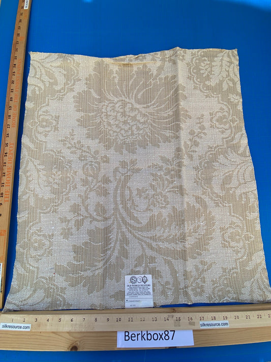 15 Berkbox87 Square Jacquard by Old World Weavers Chambord Beige Cotton Rayon Damask Floral MSRP 300+/y