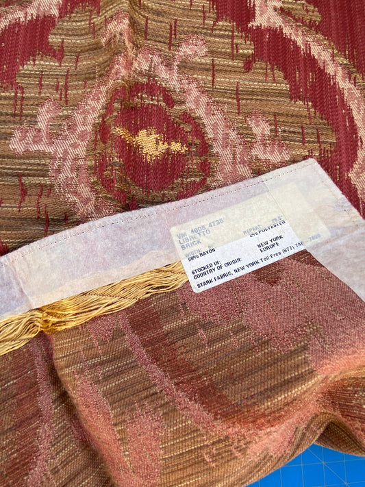 29 Berkbox87 Square Jacquard by Old World Weavers Libretto Brick Large Jacquard Red Gold MSRP USD300+/y