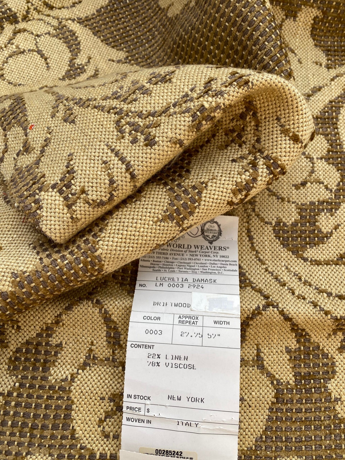 36 Berkbox87 Square Jacquard by Old World Weavers Lucretia Damask Driftwood Tan Beige Renaissance Classic Damask Thick MSRP USD 300/Y