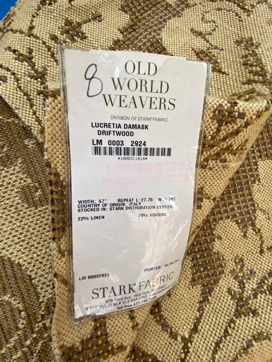 39 Berkbox87 Square Jacquard by Old World Weavers Lucretia Damask Driftwood Tan Beige Renaissance Classic Damask Thick MSRP USD 300/Y