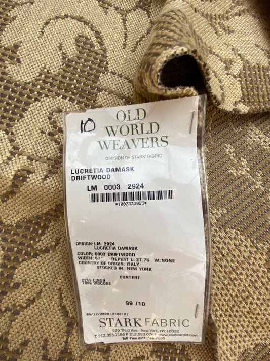 41 Berkbox87 Square Jacquard by Lucretia Damask Driftwood Tan Beige Renaissance Classic Damask Thick MSRP USD 300/Y