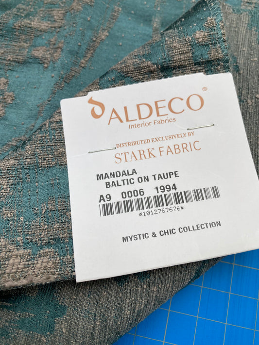 4 Berkbox88 Square Woven by Aldeco MANDALA Baltic on Taupe Medallion MSRP USD258/y