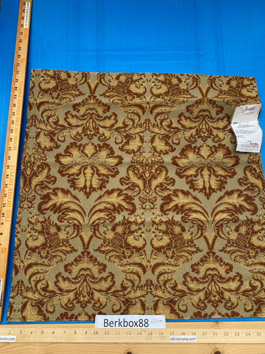 7 Berkbox88 Square Woven by Old World Weavers Munro Amber Spice Damask Blue Brown Beige MSRP USD348/y