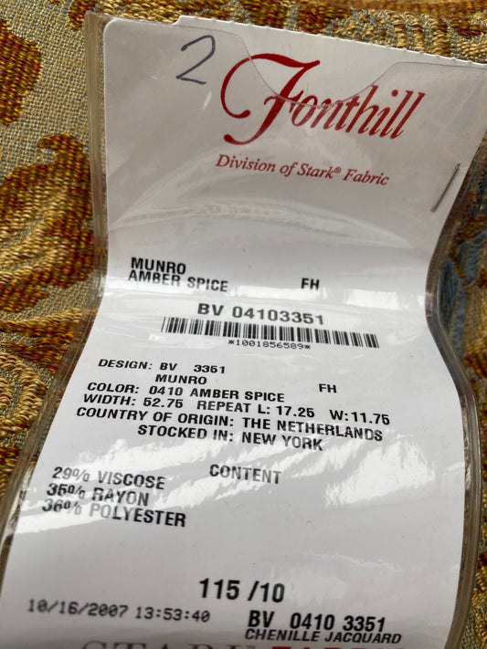 7 Berkbox88 Square Woven by Old World Weavers Munro Amber Spice Damask Blue Brown Beige MSRP USD348/y