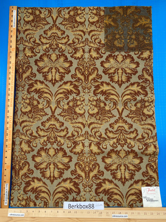 8 Berkbox88 Square Woven by Old World Weavers Munro Amber Spice Damask Blue Brown Beige MSRP USD348/y