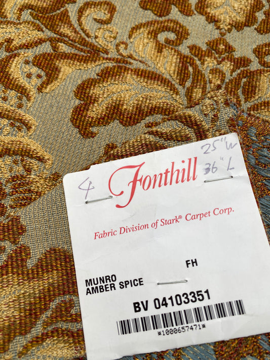 9 Berkbox88 Square Woven by Old World Weavers Munro Amber Spice Damask Blue Brown Beige MSRP USD348/y