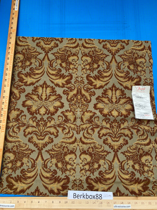 10 Berkbox88 Square Woven by Old World Weavers Munro Amber Spice Damask Blue Brown Beige MSRP USD348/y