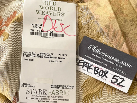 1 Berkbox52 1.2 yard Scalamandre La Verne Peach Silk Lampas Cotton Floral MSRP USD600