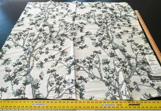 3 Berkbox52 1.2 yard Scalamandre Knollwood Blue Pewter Silk Print Floral Tree Foliage MSRP USD300+