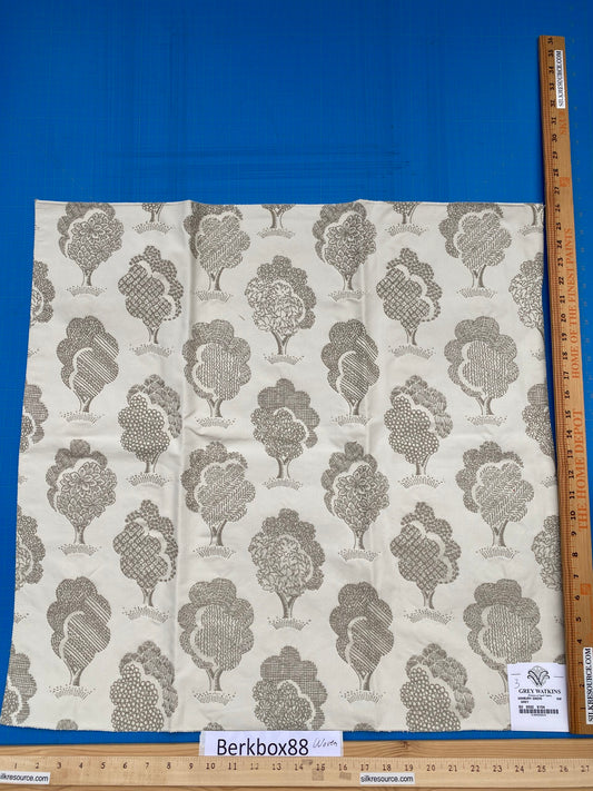 20 Berkbox88 Square Woven by Grey Watkins Ashbury Grove Grey Cream Topiary Brocade Cotton MSRP USD 152/Y