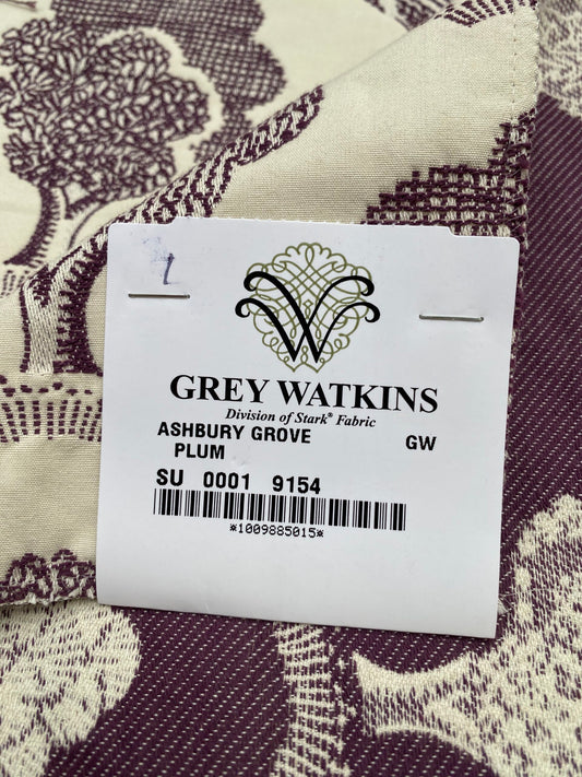 21 Berkbox88 Square Woven by Grey Watkins Ashbury Grove Plum Purple Cream Topiary Brocade Cotton MSRP USD 152/Y