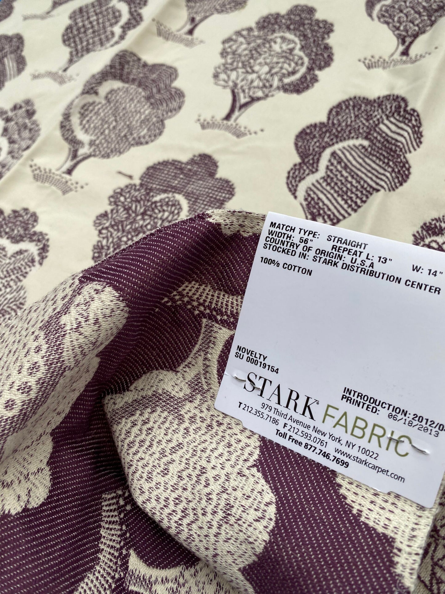 21 Berkbox88 Square Woven by Grey Watkins Ashbury Grove Plum Purple Cream Topiary Brocade Cotton MSRP USD 152/Y