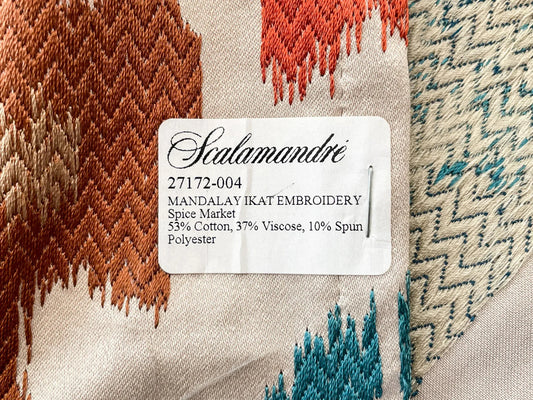 13 Berkbox52 1.2 yard Scalamandre Embroidery Mandalay Ikat Spice Market MSRP USD 414/Y