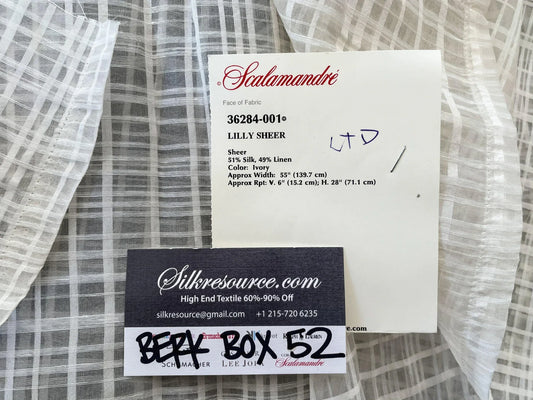 15 Berkbox52 1.5 yard Scalamandre Lilly Sheer Ivory White Silk Linen USD 290/Yard