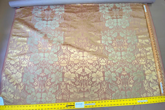 Old World Weavers BROCHE DAMASK YELLOW/RED Pink Peach Gold Italian Renaissance Brocade Silk Linen Cotton MSRP $500+/y