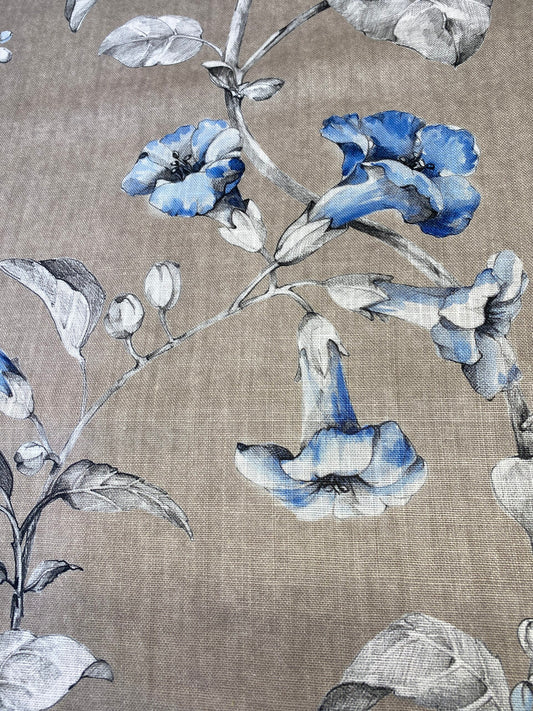 Scalamandre Merrimon in Linen Print Silky Linen Fragrant Summer lilac trumpet flower or jimsonweed MSRP $346/y