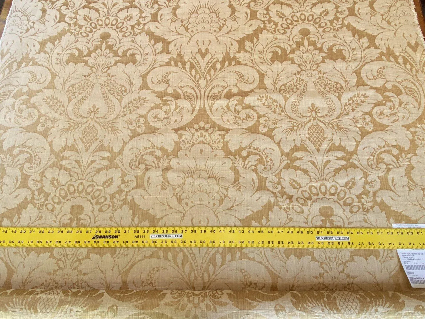 Scalamandre " Wicklow Silk Straw Strie Renaissance Grand Damask Gold Yellow White MSRP USD 278/Y Damask"