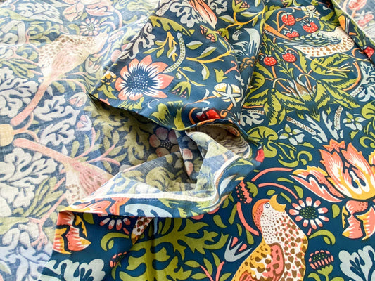 10 Berkbox56 2.4 yard Scalamandre Bird Strawberry Thief William Morris Floral pattern Blue