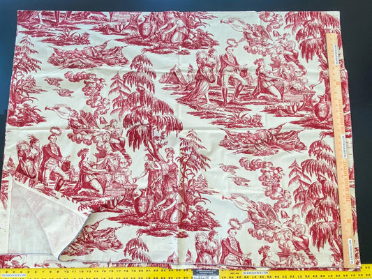 18 Berkbox56 2.25 yard x48" Scalamandre Red Beige Independence War Washington Toile Print